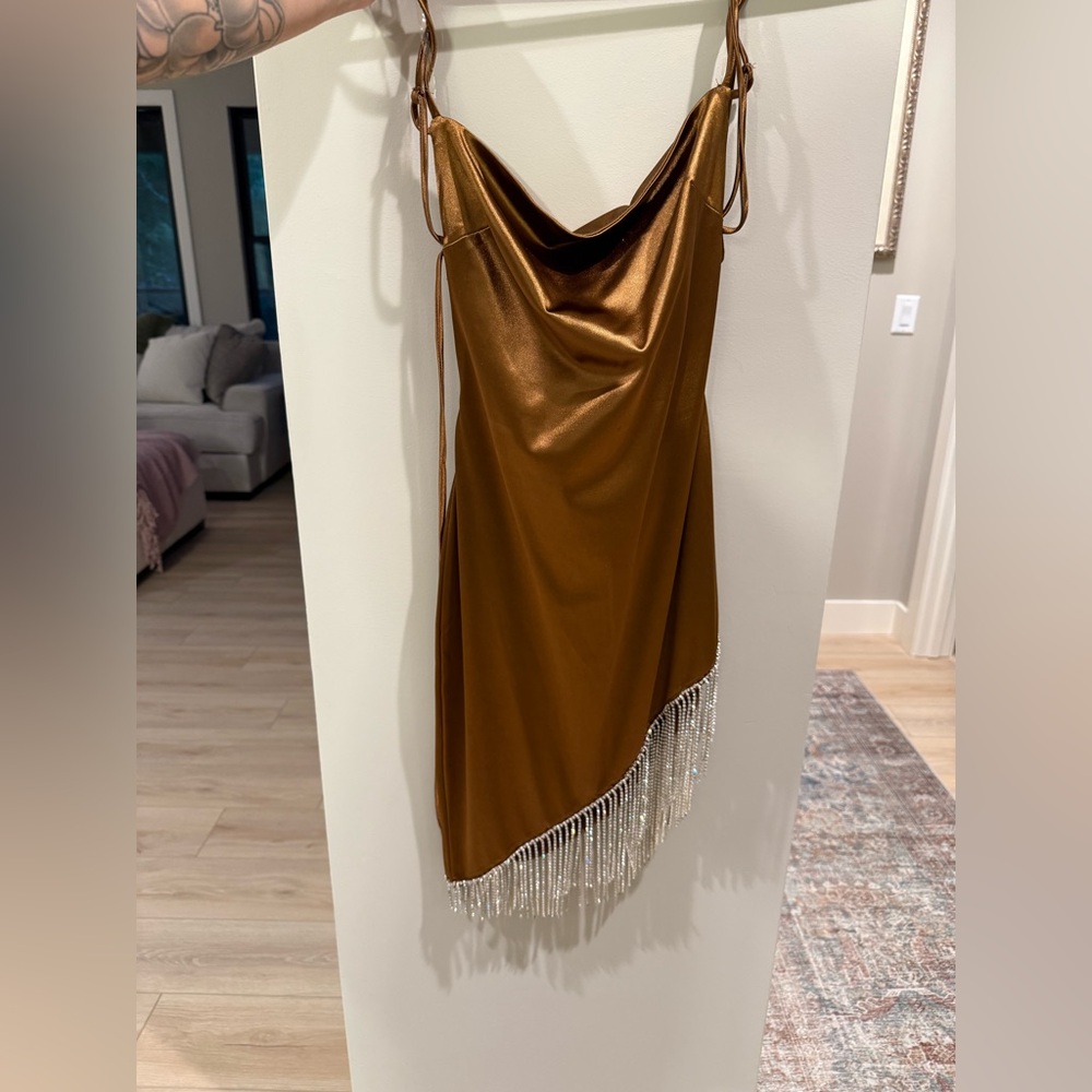 Better Be Brown Dress with Gold Accents